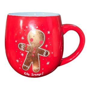 Jingles and Joy Christmas Gingerbread Man 16 oz Ceramic Coffee Mug, Red